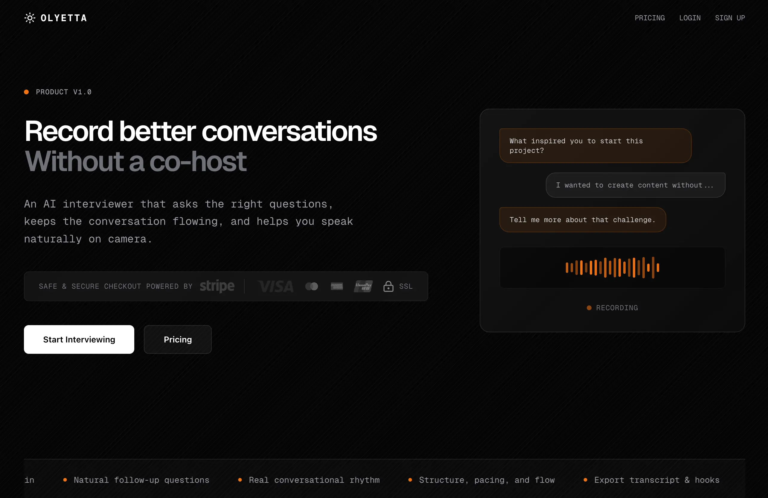 Olyetta AI Interviewer Interface
